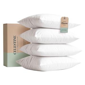 celestine queen size pillows set of 4 – soft down alternative microfiber filling, plush white 20x28 bed pillows for side and back sleepers, breathable, supportive, machine washable pillow set imfinity  pillow infinity  pillow