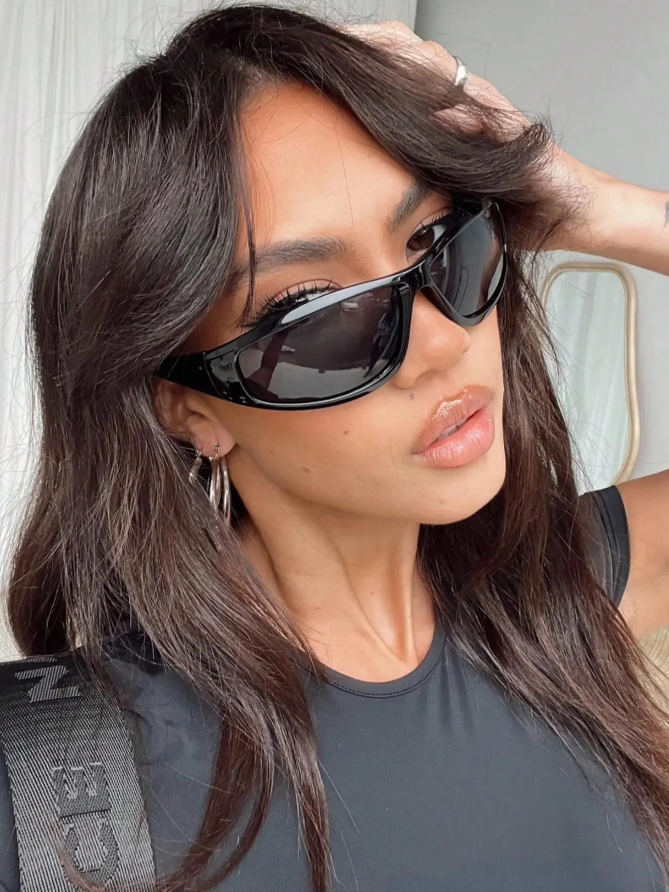 Women's Y2k Style Glasses, Futuristic Stylish Glasses, Trendy Casual Glasses for Everyday Use, Fashion Accessories for Outdoor Activities, Trendy Shades, Fashion Eyewear