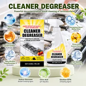 Heavy Duty Kitchen Degreaser Spray 120ml, Powerful Grease Cleaner for Stove Tops, Ovens, Range Hoods & Countertops, Removes Tough Oil Stains & Burnt Grease Fast