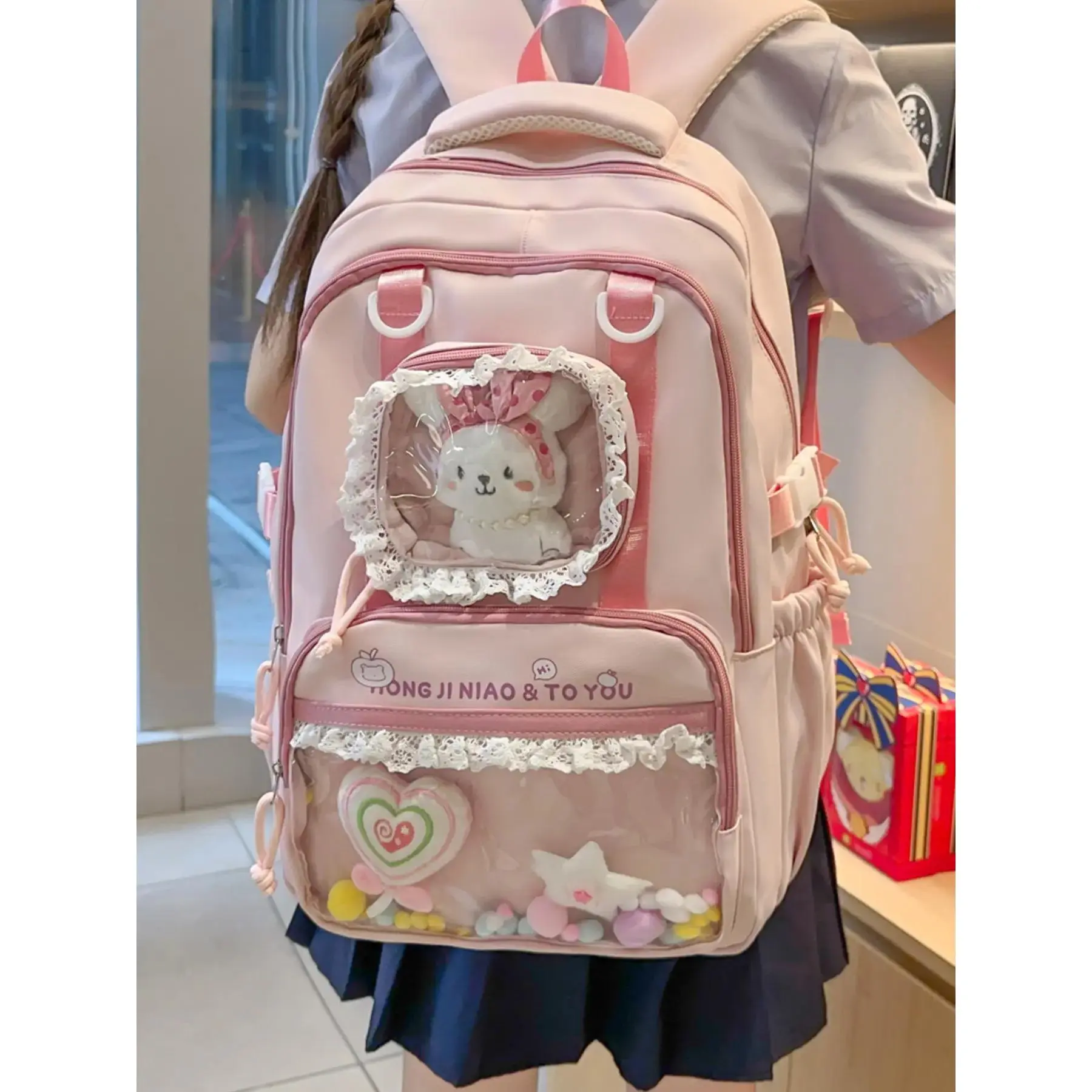 Women's backpack, solid color backpack, letter zipper closure, versatile, fashionable, casual, cute, suitable for students to go to school, campus, travel, shopping, camping, women's backpack, Trendy backpack