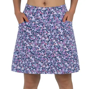 Purple print short skirt, women’s baseball skort, 20-inch knee-length skort, athletic skort (with shorts), tennis skirt, holds a phone, anti-exposure design