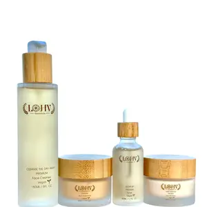 4 STEP PREMIUM 100% VEGAN SKINCARE SOLUTION SYSTEM With Rosemary + Hyaluronic acid + Vitamin C + Retinol + Lactic acid + Glycolic acid + Vitamin E + Niacinamide + Kombucha + Aloe vera