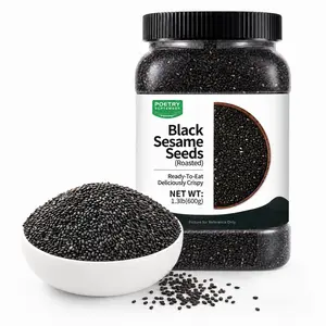 PoetrySeptember Roasted Black Sesame Seeds, 600g Jar, Ready-to-Eat Sesame Topping for Breakfast, Toast & Snacks, Original Flavor