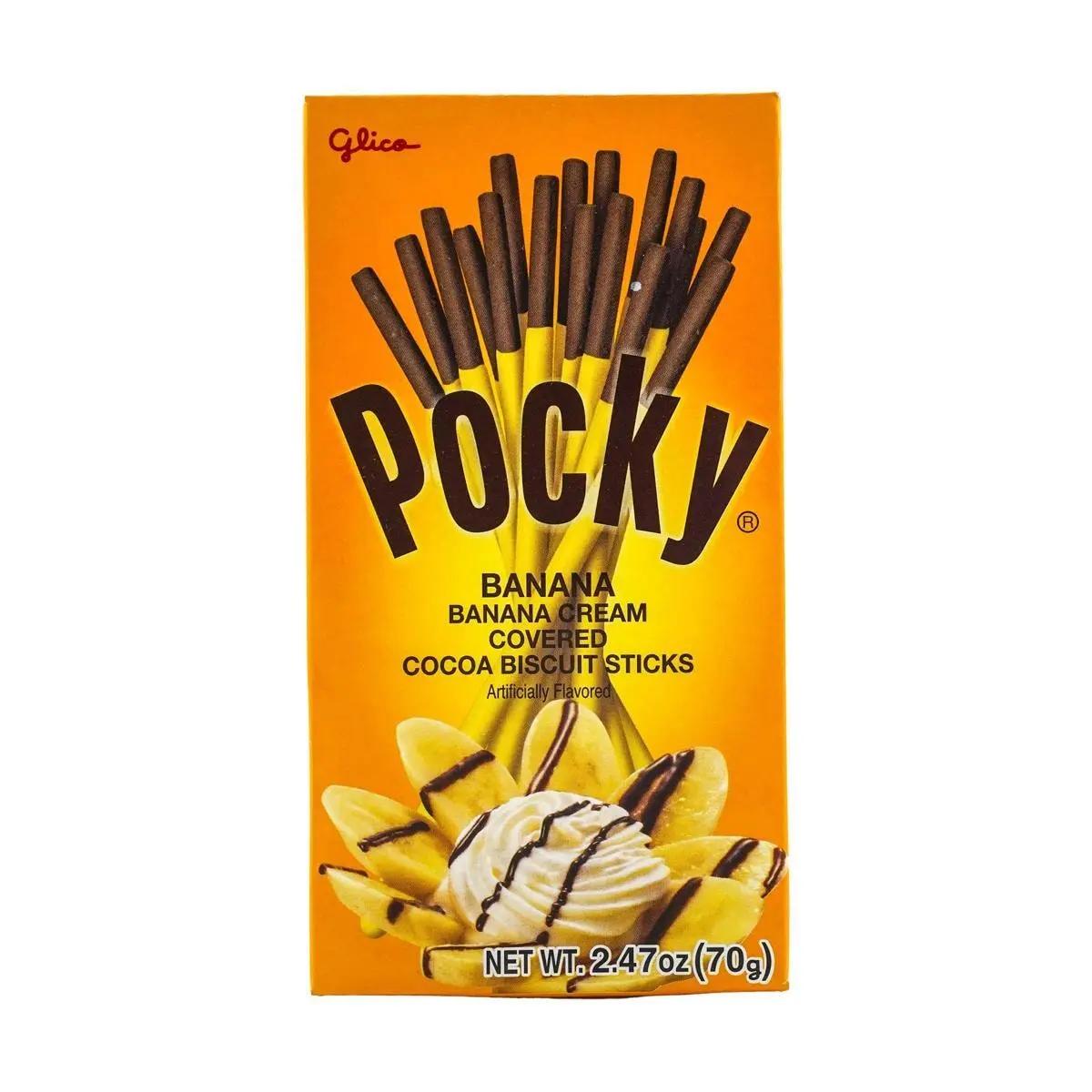 Glico Pocky Banana Chocolate Cream Coated Biscuit Sticks 70g - Classic Japanese Snack