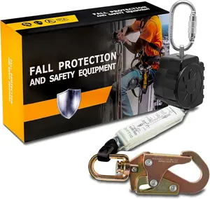 Fall Protection Retractable Lanyard - 6FT Self Retracting Lifeline Construction Lanyard Fall Arrest Safety Roofing Heavy Duty Leading Positioning ANSI OSHA(Small Hook)