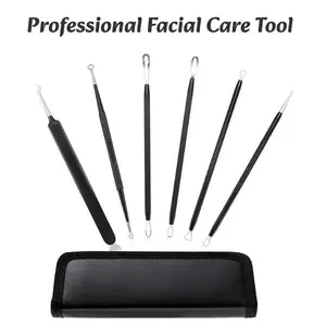 6-Piece Blackhead Remover Tool Kit – Stainless Steel Pimple Popper Set for Acne, Whitehead & Zit Extraction – Professional Comedone Extractor with Case