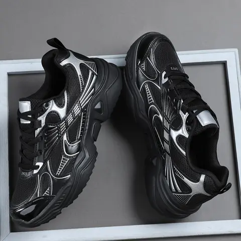 Men's Lightweight Sporty Running Shoes, Breathable Low-Top, Shock-Absorbing Rubber Sole, Ideal for Casual and Training Wear