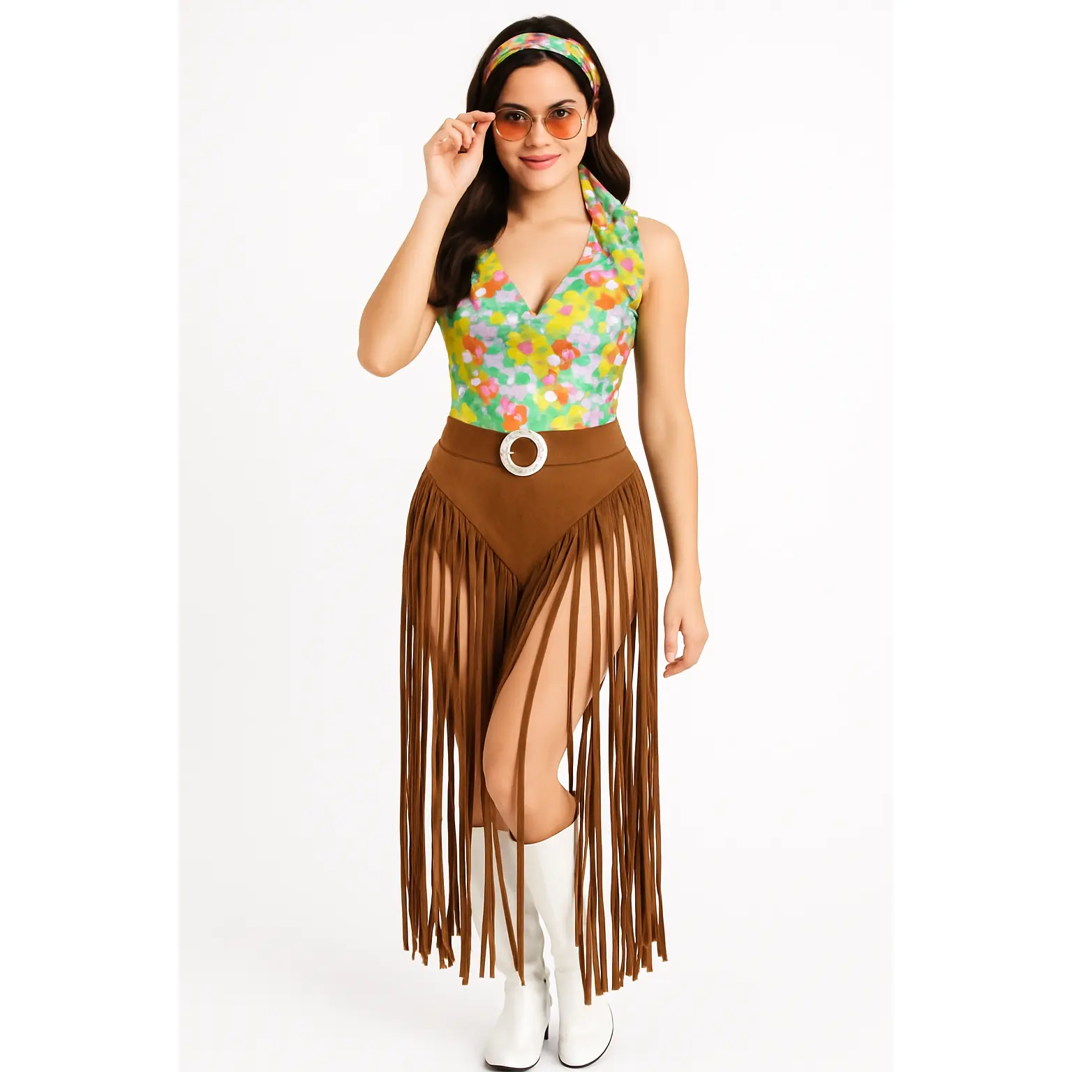 Groovy Fringe Hippie Costume Dress - L/XL
