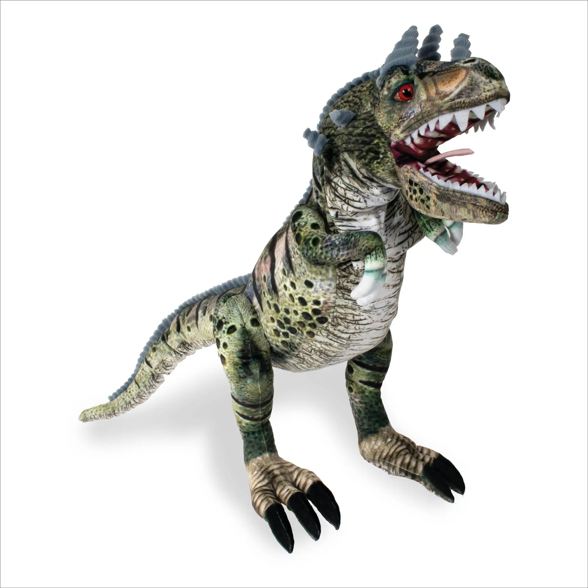 Real Planet™ Olive & Black Ceratosaurus Puppet Realistic Plush Stuffed Animal