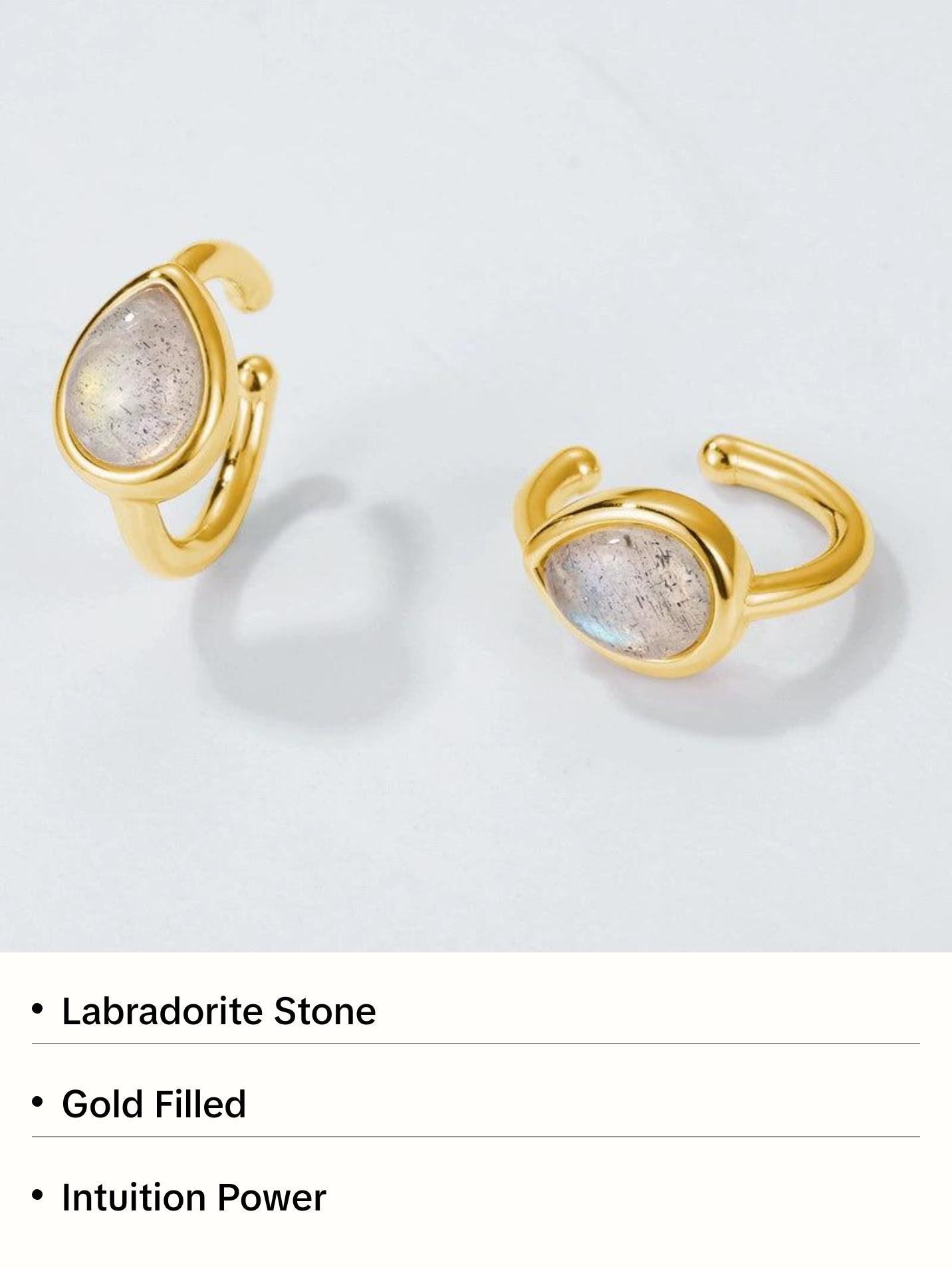 Labradorite Minimalist Ear Cuffs