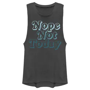 Juniors Womens Lost Gods Nope Not Today Blue Text Festival Muscle Tee