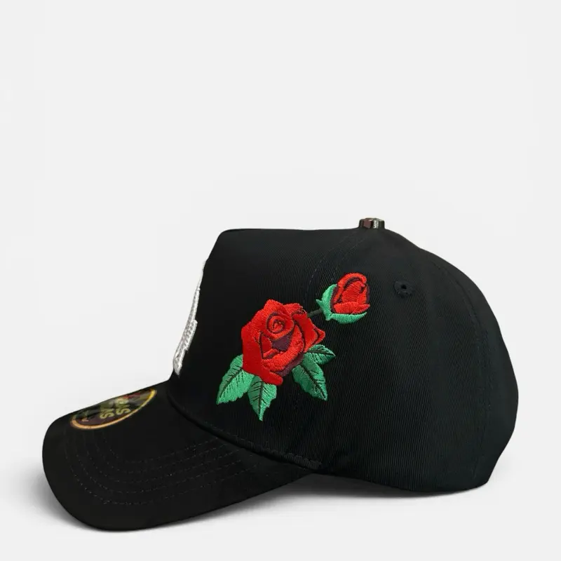 High-Quality Red Rose Los Angeles Rhinestone Snapback Hats - Adjustable Casual Name Design Hats with Suede Visor