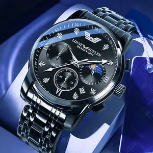 LOUIEJUELEN Elegance Men's Watch - Swiss Precision, 40mm Alloy Case, Sapphire Crystal, Stainless Steel Bracelet Water-Resistant | Shockproof | Luminous Dial | Sophisticated Style for Business & Social Events