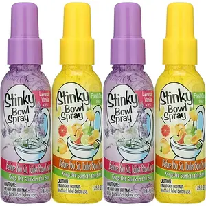 Set of 4 Stinky Bowl Spray 1.85oz - Before You Go Toilet Bathroom Deodorizer - Features Fresh Citrus Scent and Lavender Scent!