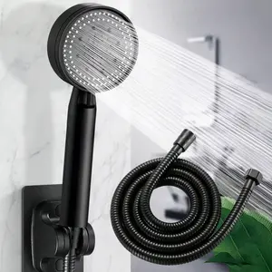 Shower Head Set with Hose and Base, No Drilling Installation, 150cm Long Shower Accessories, Easy Assembly, Bathroom Essentials