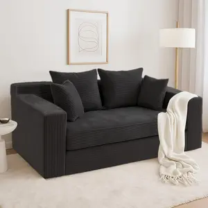 Winzoo Convertible 5 in 1 Futon Sofa Bed Full Size, Corduroy Boneless Couch Sleeper Sofa with 4 Pillows, Foldable Pull Out Loveseat Floor Mattress for Living Room, Apartment, Small Space & Dorm