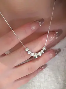 Elegant S925 Silver Cat Eye Necklace, Sparkling Design Pendant Chain, Perfect Gift for Girlfriend, Daily Wear Jewelry