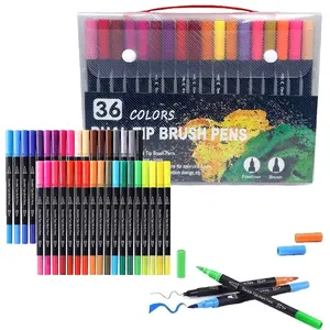 Dual Brush Marker Pens,36 Color  Art Markers with Fine and Brush Tip Coloring Markers for Adults, Marker for Journaling Calligraphy Drawing Sketching Doodling Illustrating，