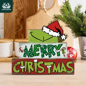 1pc Christmas Wooden Table Decor, Merry Christmas, Desktop Decoration, Desk Signs Ornament, Christmas Ornaments for Home Christmas Party Pub Club Cafe, Gift for Birthdays, Weddings, Anniversaries, Thanksgiving, Travel, Christmas Decorations