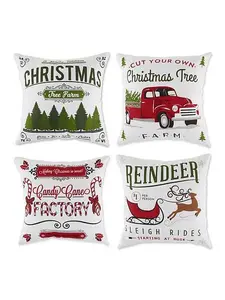 Design Imports Assorted Christmas Print Pillow Covers 18x18 Set of 4