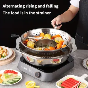 Rotating Hot Pot Steamboat Stainless SteeDouble-layer Detachable Shabu Hot Pot MandarinDuck Fondue