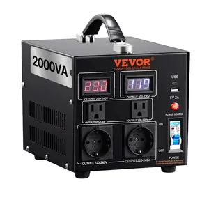 Fathersdaygift VEVOR Voltage Converter Transformer, 2000W, Heavy Duty Step Up/Down Transformer, Convert from 110 Volt to 220 Volt and from 220 Volt to 110 Volt, with US Outlet EU Outlet 5V USB Port, CE Certifieddealsforyoudays