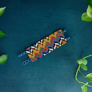 Stone Ridge - Native Beaded Bracelet with Rainbow Geometric Patterns - Handmade by Huichol Artisans - Mother Sierra