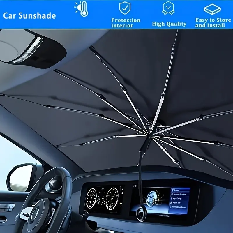 Universal Car Windshield Sunshade, Easy Install Foldable, Heat Protection for Cars Suvs Trucks, Summer Essential, Travel Camping Use