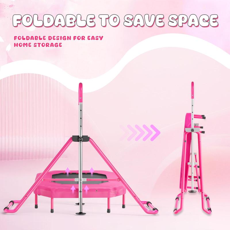 Safly Fun Foldable Gymnastics Bar with Trampoline for Kids, Adjustable 35"-51", Sturdy 145 lbs Capacity, Easy-to-Assemble, Gymnastics Equipment for Kids for Indoor/Outdoor Training