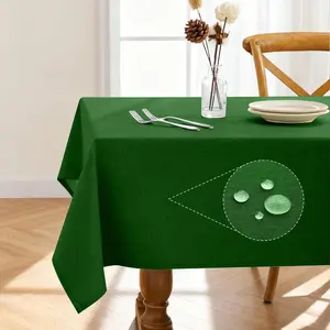 Pureegg Rectangle Linen Tablecloth Waterproof & Stain Resistant, Wrinkle-Free Table Cloth Adds Elegance and Protection, Ideal for Dining, Party, Wedding and Outdoor, 52 x 70 Inch, Green