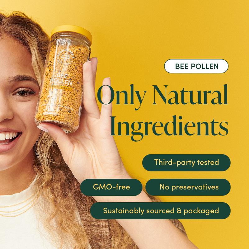 2x Bee Pollen - 100% Raw Granules for Energy, Immunity & Whole Body Wellness - Superfood Packed with Vitamin B, Minerals & Protein