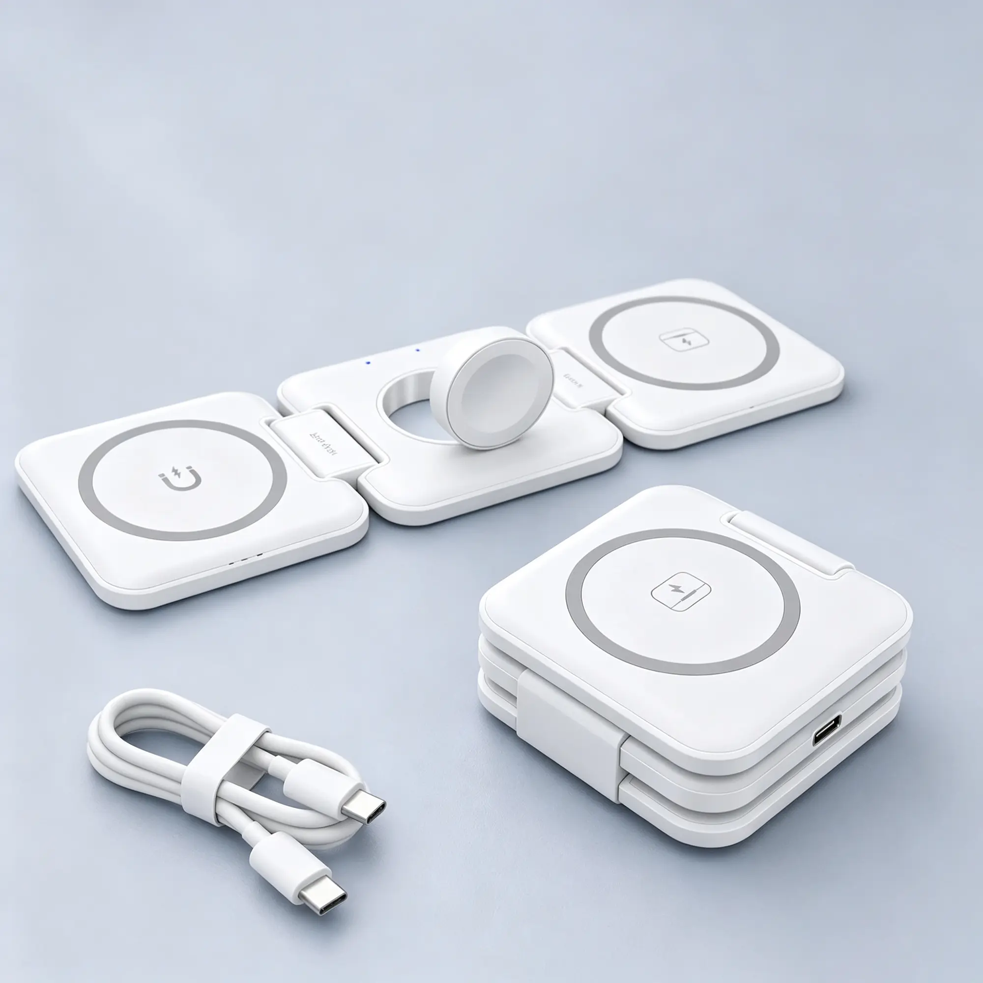 3 in 1 Magnetic Charging Station Dock for Apple, Foldable Travel Charger | Portable Design, 3 Devices at Once, Magnetic Charging, Travel Friendly