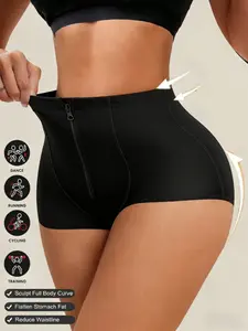 1 Count Women's High Waist Trainer Shapewear Shorts High Waisted Shaper with Zipper, Tummy Control Butt Lifter Panties with Adjustable Crotch Hooks, Slimming Fajas Briefs, Body Shaper Bottoms & Compression Panty, Suitable For Training Or Sports
