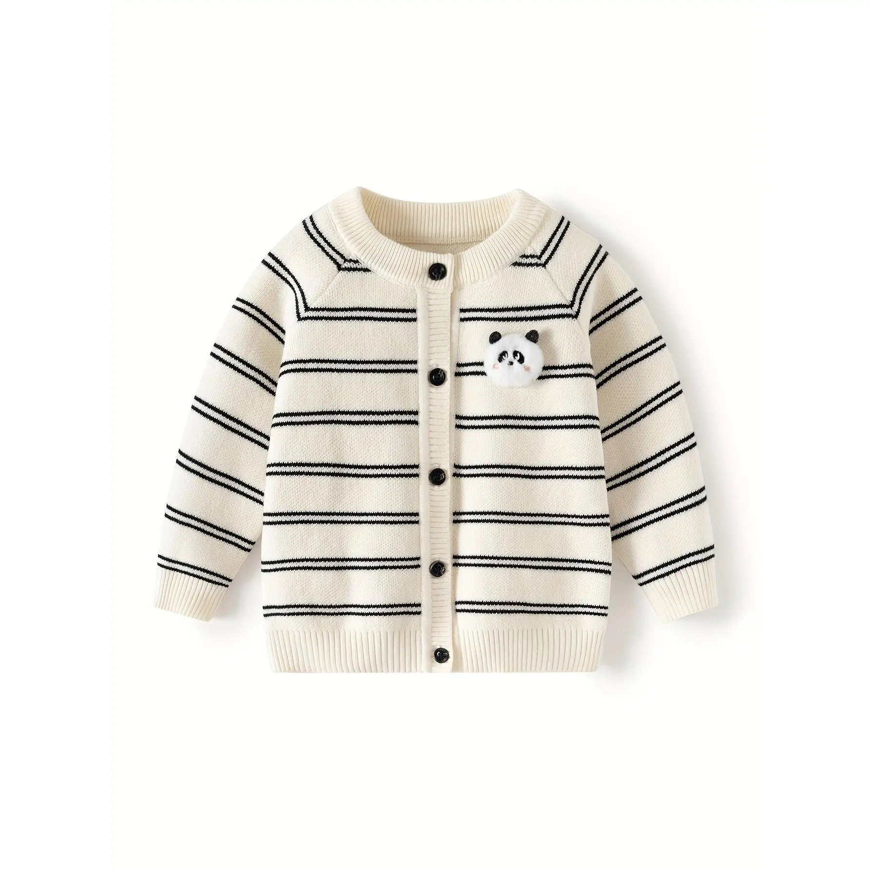 Cute Striped Bear Cardigan Knit Sweater for Girls and Baby Girls