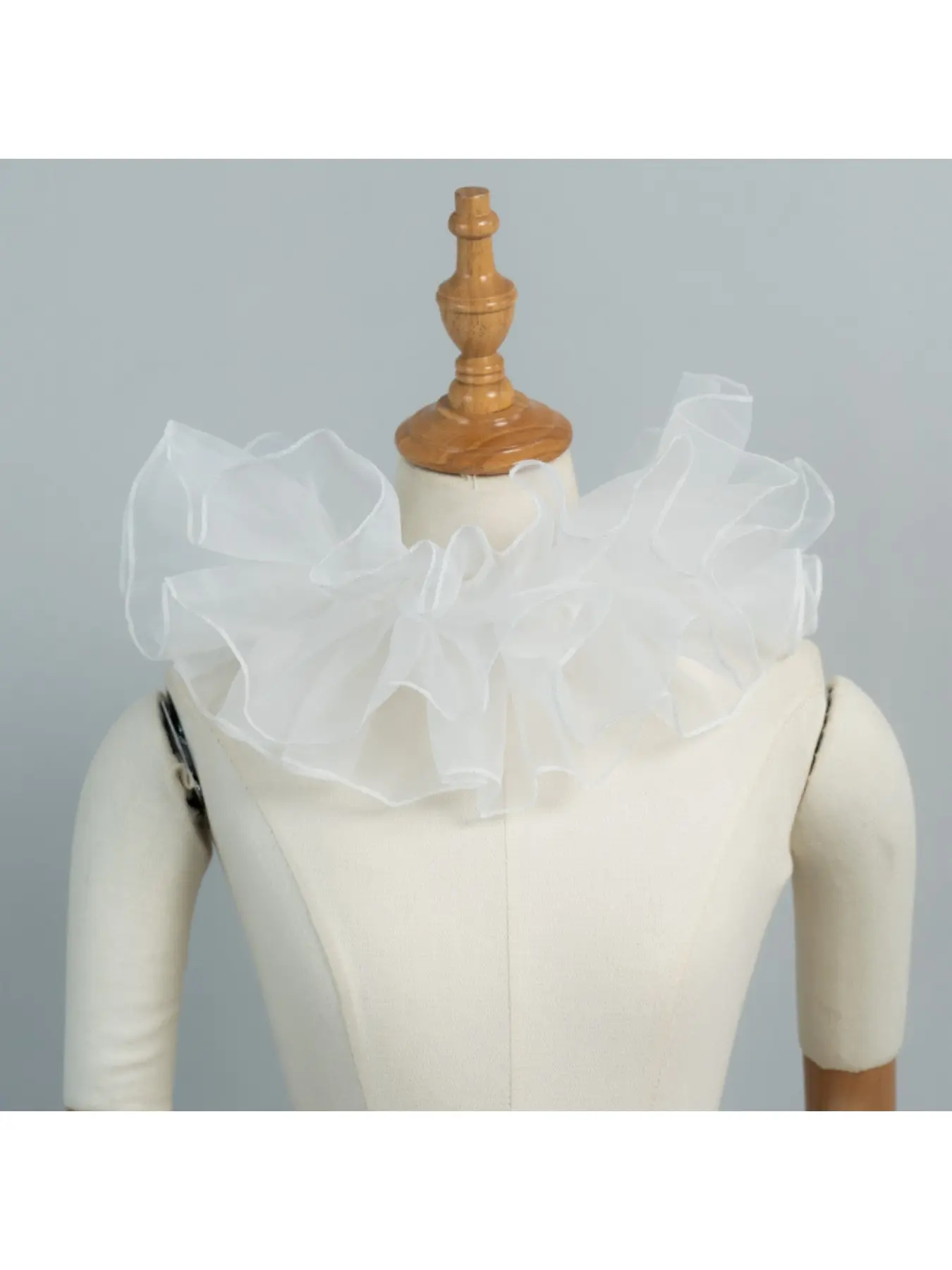 New European & American Cross-border Bridal Floral Collar, Rolled-edge Bow Ornament in White & Ivory for Wedding