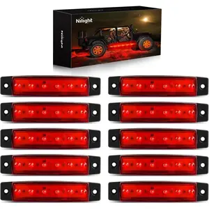 Nilight 10PCS 3.8 Inch 6 LED Red Side Marker Light Indicator Light Rear side Marker Light for Truck Trailer RV Cab Boat Bus Lorry LED Marker Light Clearance Light