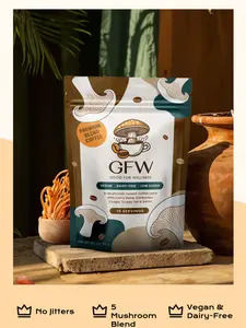 GFW 5-Mushroom Instant Coffee Latte – Clean Energy & Sharp Focus – Lion’s Mane, Reishi, Chaga, Cordyceps, Turkey Tail – No Jitters, No Crash – 15 Servings – Vegan & Dairy-Free