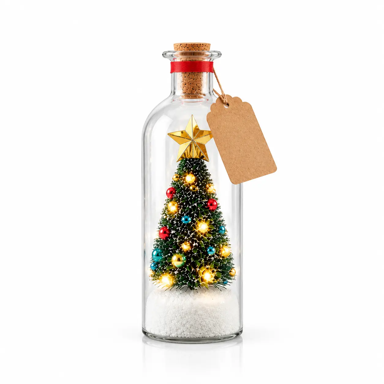 Recordable Christmas Message in a Bottle Ornament, 8-Inch Voice Recording Keepsake with Playback, Snowy Christmas Tree Glass Decoration, Christmas Blessing Gift for Family, Loved Ones, Grandmother, Parents & Friends, Holiday Home & Tree Decor