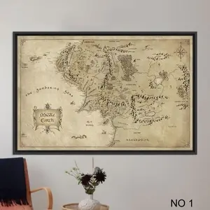 World Map Wall Art, Middle Earth Map Print, Map Wall Art, Canvas Wall Decor,  Living Room Decor, Bedroom Poster, Map Wall Art,