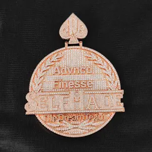 2-64 Chilled zircon charm custom necklace pendant logo hip-hop jewelry custom pendant for men and women