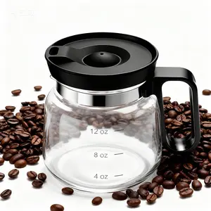 16oz Glass Coffee Mug with Lid, Creative Coffee Pot Shape Cup, Heat Resistant Clear Drinking Glass for Coffee, Tea, Milk, Hot & Cold Beverages