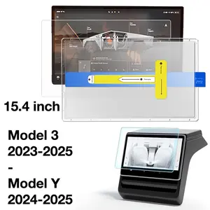 Tempered glass screen protector suitable for Tesla Model 3 (2022-2025) and Model Y (2023-2025), 15.4-inch smooth high-definition, ultra sensitive touch car navigation protective cover, 9H hardness, comprehensive protection
