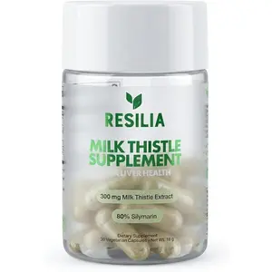 Resilia Milk Thistle Silymarin – 300 mg Supplement with Vitamin C, Inositol, Pueraria Root & Turmeric Extract, High-Absorption Antioxidant-Focused Plant Formula, 30 Vegetarian Capsules