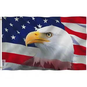 ANLEY Fly Breeze 3x5 Feet US National Bald Eagle Decorative Flag - Vivid Color and Fade proof - Canvas Header and Double Stitched - Patriotic Bald Eagle Flags Polyester with Brass Grommets 3 X 5 Ft
