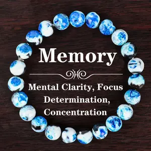 GADASLUY Boho-Chic Blue Fire Agate Stretch Elastic Bracelet 8mm Beads Natural Bead Jewelry for Women Accessory Perfect Valentine's Day Gifts for Moms And Women for Loved Ones Friends