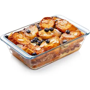 NUTRIUPS 1.4QT Rectangular Deep Glass Baking Dish, Glass Baking Pan for Oven, Clear Bakeware Deep Casserole Dish(1.4QT)