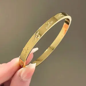 I love you forever bangle bracelet Gold Plated Stainless Steel waterproof Arm Candy for Everyday Wear