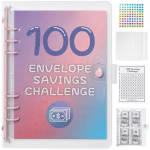 Budget Binder with Cash Envelopes for Saving Money - 100 Envelope Money Savings Challenge Binder