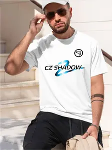 CZ SHAW 2026 new model Black/White Tee Stylish & Comfortable Loose Crew Neck Short Sleeve T-shirts Versatile On Trend Eye Catching Printed Graphic Casual Tee for Daily Wear Outings & Leisure