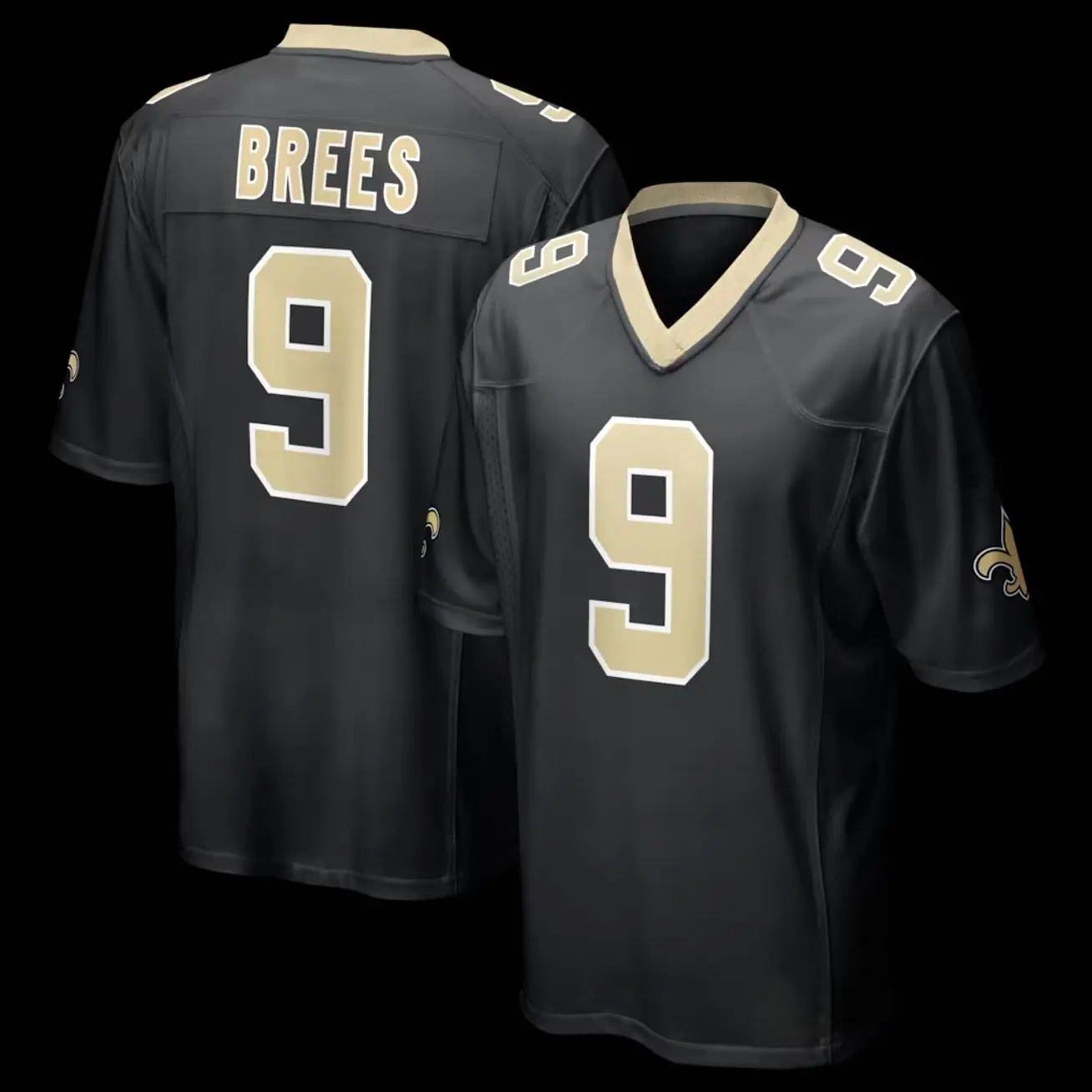 Unisex Football inspired by Brees 9 New Orleans Team Game Jersey - Black